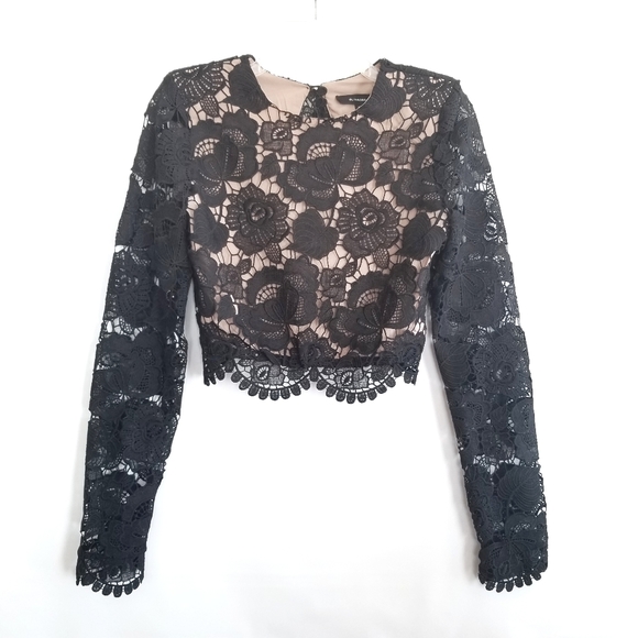Olivaceous Tops - Olivaceous Black Crochet Lace Crop Top medium